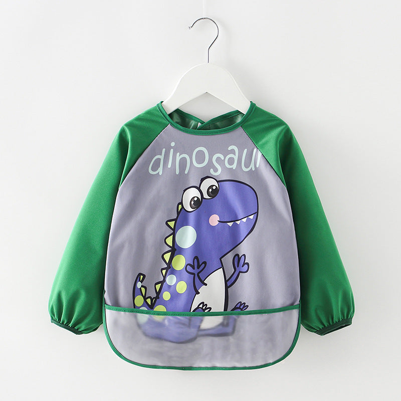 Long Sleeve Cartoon Printed Waterproof Feeding Baby Bibs