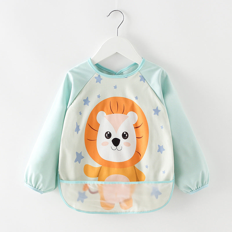 Long Sleeve Cartoon Printed Waterproof Feeding Baby Bibs