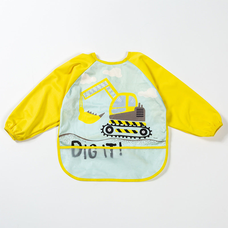 Long Sleeve Cartoon Printed Waterproof Feeding Baby Bibs