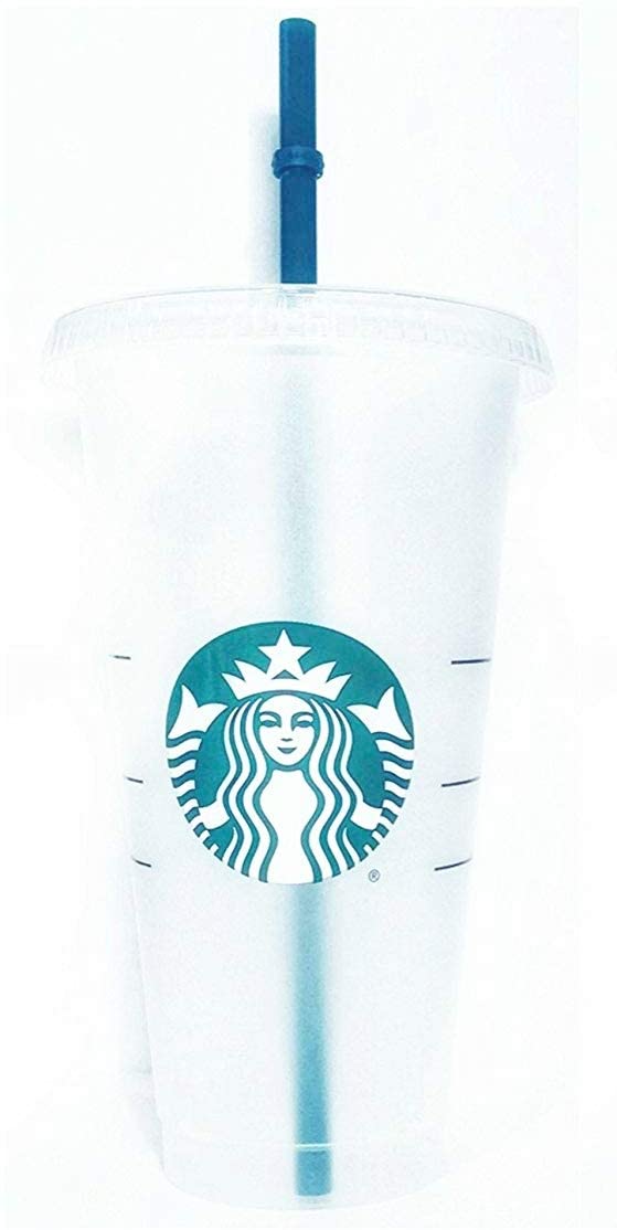 Starbucks Reusable 3 Hard Plastic Venti 24 oz Frosted Ice Cold Drink Cup with Lid and Green Straw w/Stopper