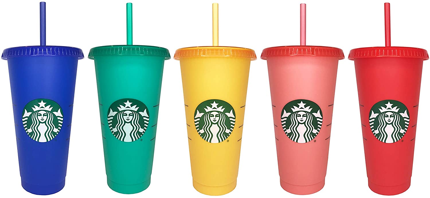 Starbucks 2020 Color Changing Reusable Cold Cups Summer 24 oz, Set of 5