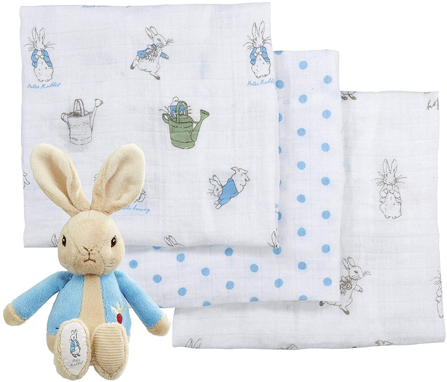 Peter Rabbit PO1599 Kids Soft Toy and Muslin Set