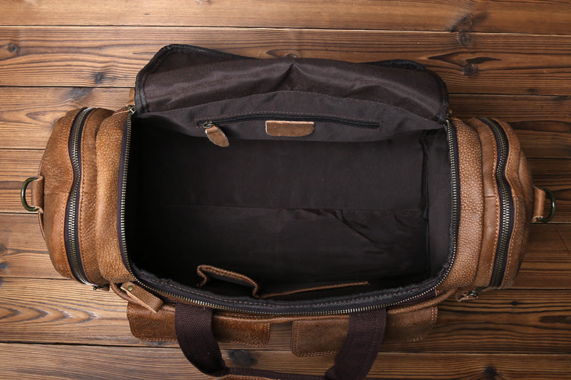 NZPJ Retro Men's Hand Luggage Bag Leather Travel Bag Top Layer Cowhide Large Capacity One Shoulder Messenger Bag Casual Laptop