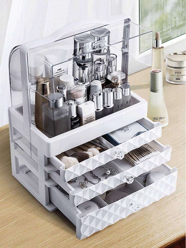 VISIONGOOD White Beauty Acrylic Case Cosmetic Organizers
